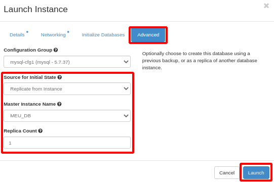 Painel da NNumbers Cloud, Banco de dados: após selecionar a(s) rede(s), clique na aba Advanced (localizada ao