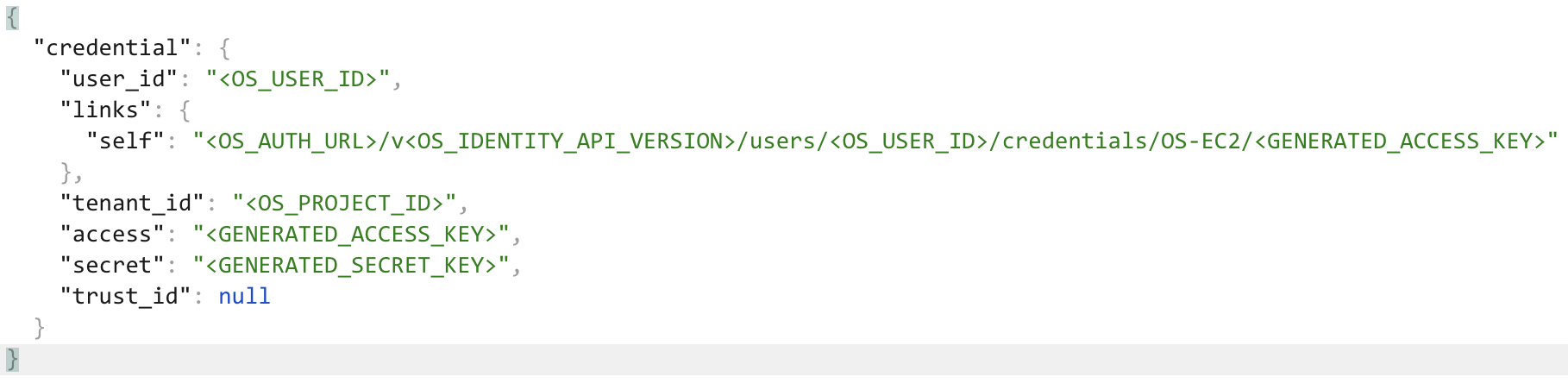 Painel da NNumbers Cloud, Credenciais EC2: a saída do comando acima será algo similar ao resultado abaixo