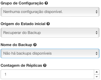 Painel da NNumbers Cloud, Banco de dados: contagem de Réplicas: Caso na opção acima tenha sido selecionado
