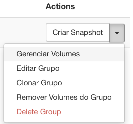 Painel da NNumbers Cloud, Volumes: selecione o(s) tipo(s) de volume(s)