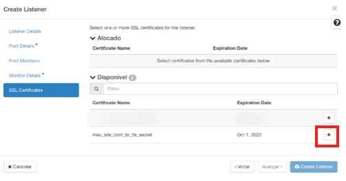 Painel da NNumbers Cloud, Load balancers: a interface não atende certificados SNI
