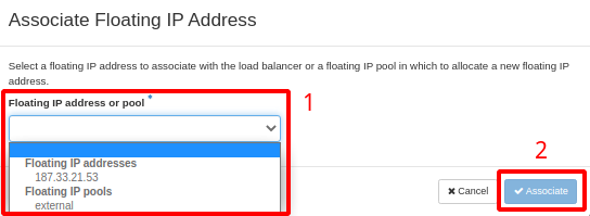 NNumbers Cloud console, Floating IPs: in the window that opens, click the field under Floating IP