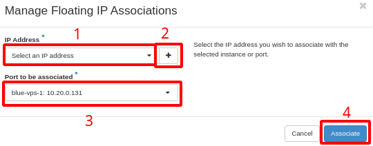 NNumbers Cloud console, Floating IPs: in the window that opens, check whether you have an IP
