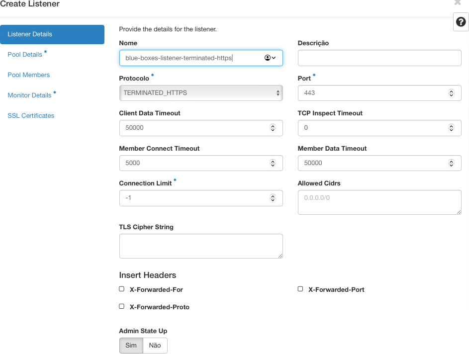 NNumbers Cloud console, Load balancers: for SNI with multiple domains, select the several