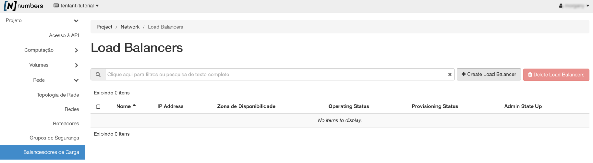 NNumbers Cloud console, Load balancers: to create a load balancer, go to Project -> Network ->