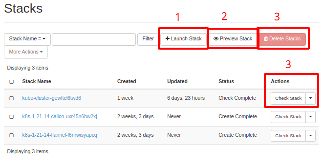 NNumbers Cloud console, Orchestration: in the template list you can load a template, preview