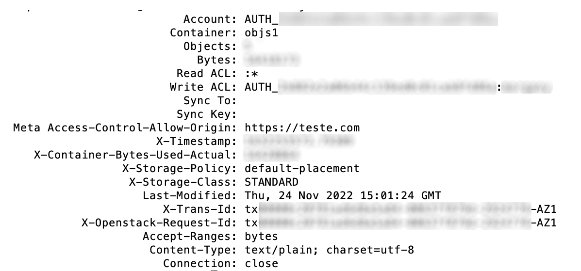 NNumbers Cloud console, Object Store: the output looks something like this