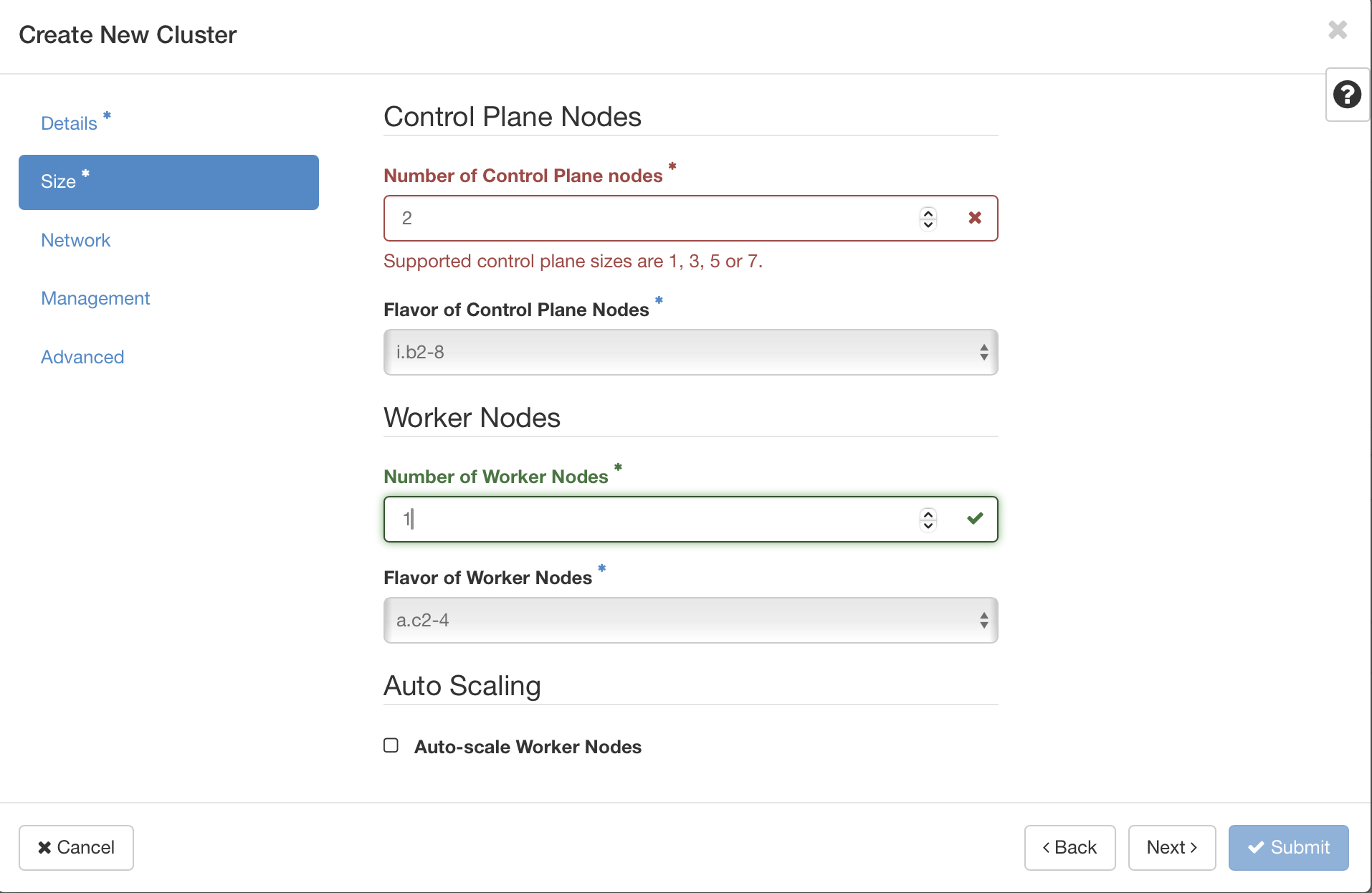 Painel da NNumbers Cloud, Container Infra (Kubernetes): antes de iniciar verifique se você tem quotas